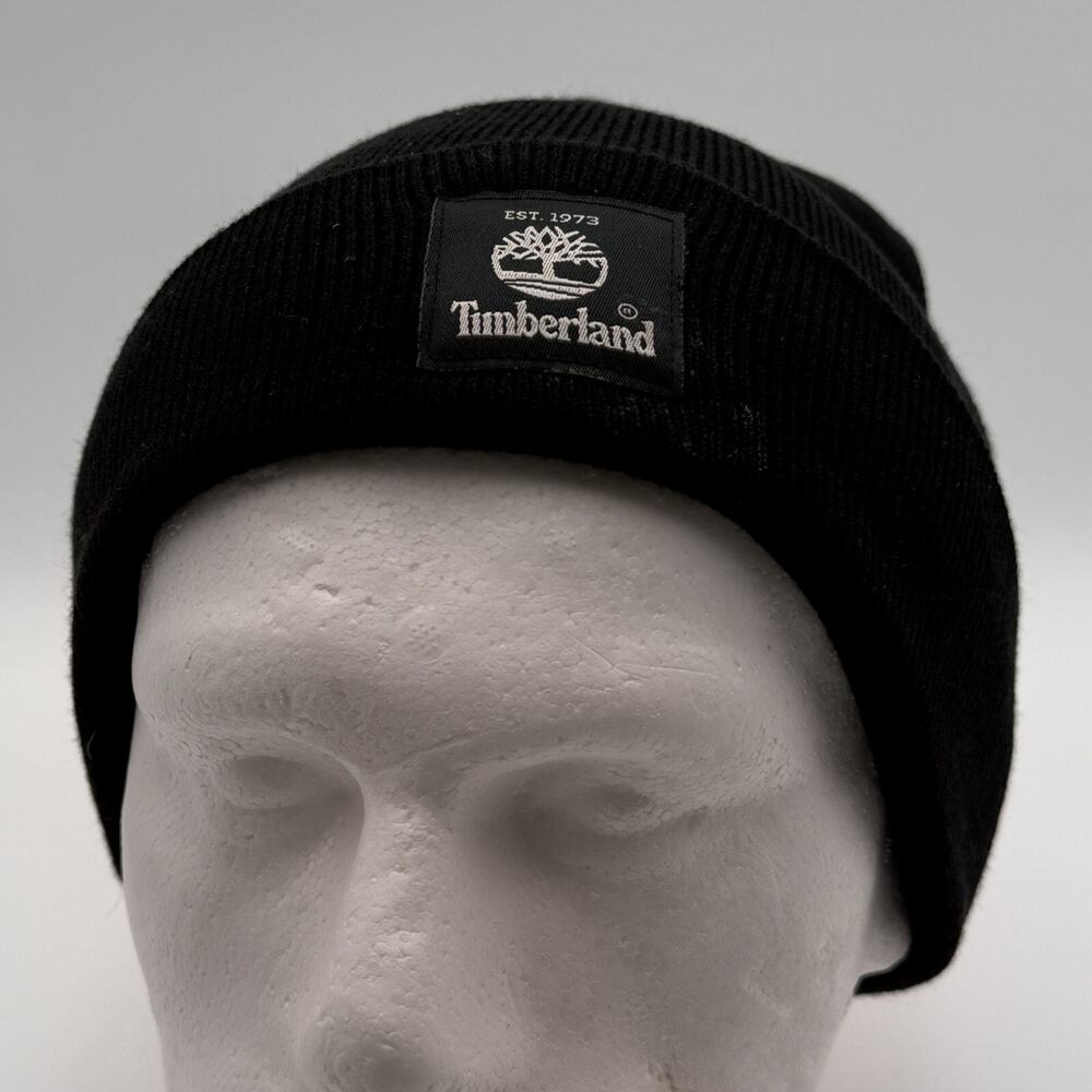 Timberland Beanie Hat One Size‎ Black Cuffed Stretch Knit